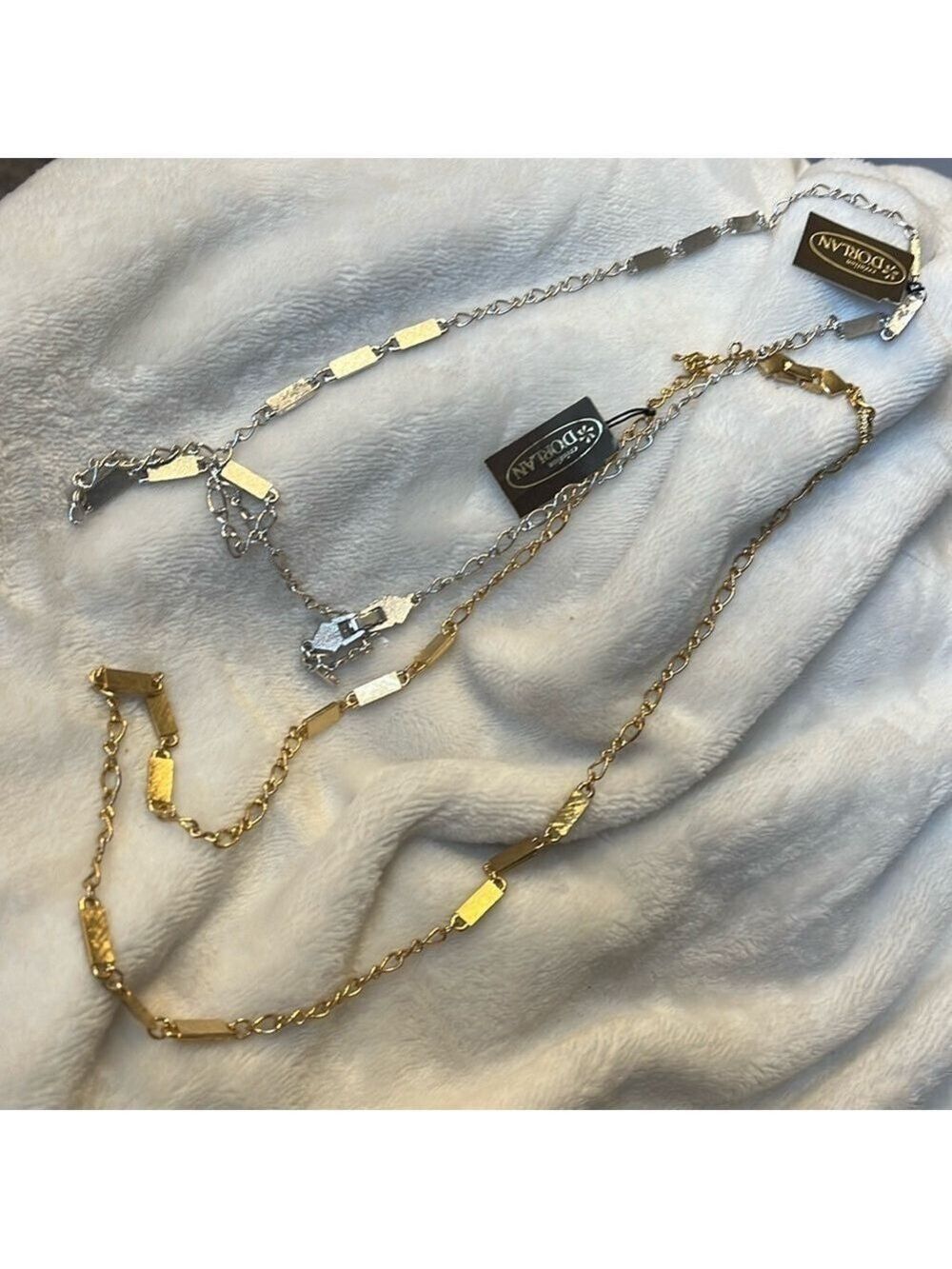 2 Vintage D’Orlan silver-tone and gold tone 24” necklaces